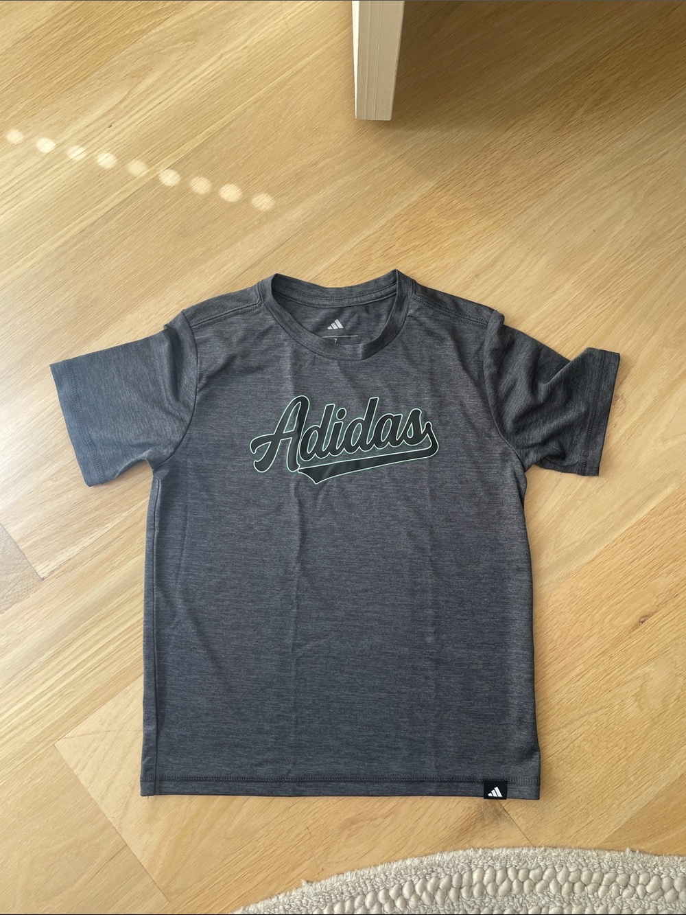 adidas Dark Gray Script Logo Short Sleeve Tee